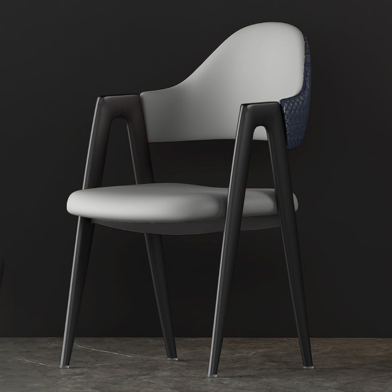 Contemporary Metal Dining Room Chairs Leather Open Back Dining Side Chair for Home Use