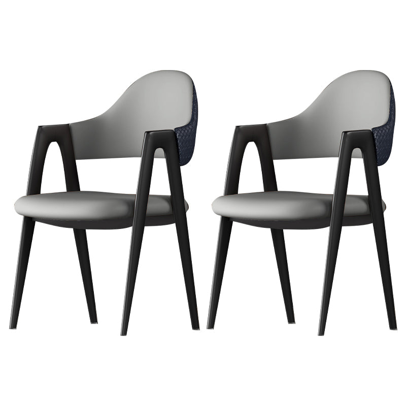 Contemporary Metal Dining Room Chairs Leather Open Back Dining Side Chair for Home Use