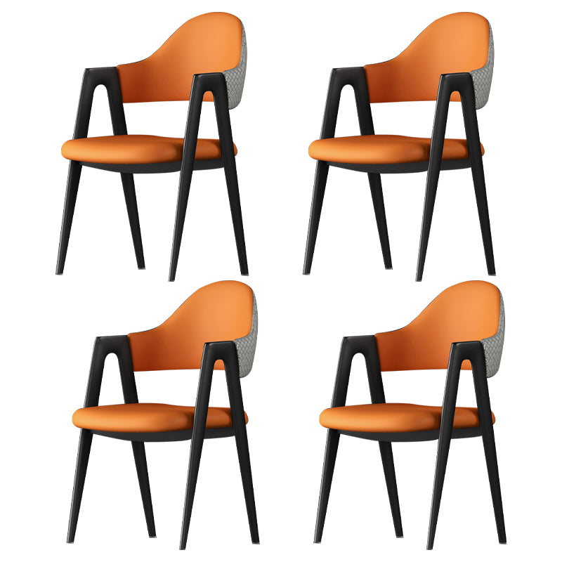 Contemporary Metal Dining Room Chairs Leather Open Back Dining Side Chair for Home Use