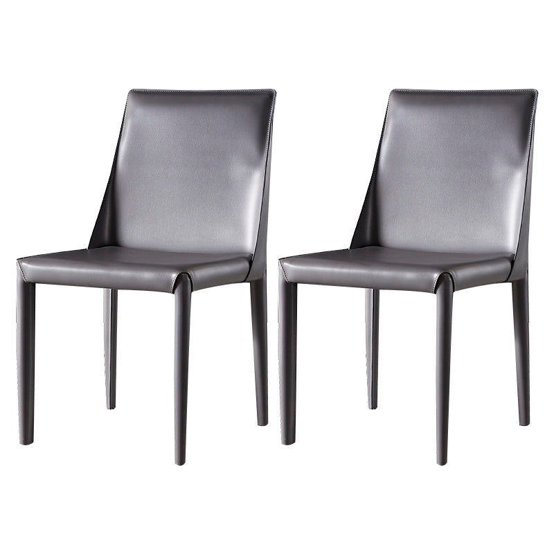 Chaise d'appoint en cuir de selle de restaurant de style design, finition mate, chaise de salle à manger Parsons