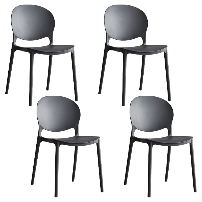 Scandinavian Armless Dining Chairs Plastic Indoor Stackable Open Back Side Chair