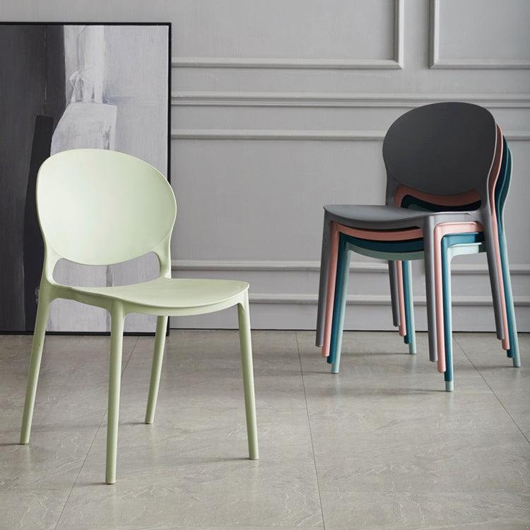 Scandinavian Armless Dining Chairs Plastic Indoor Stackable Open Back Side Chair