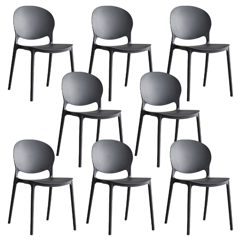 Scandinavian Armless Dining Chairs Plastic Indoor Stackable Open Back Side Chair