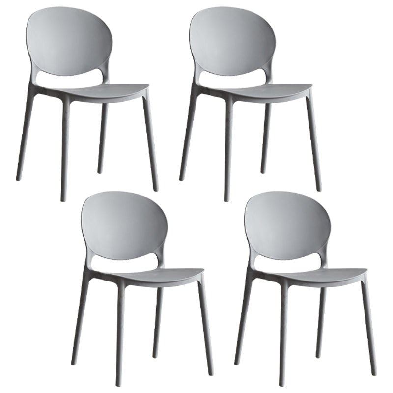 Scandinavian Armless Dining Chairs Plastic Indoor Stackable Open Back Side Chair