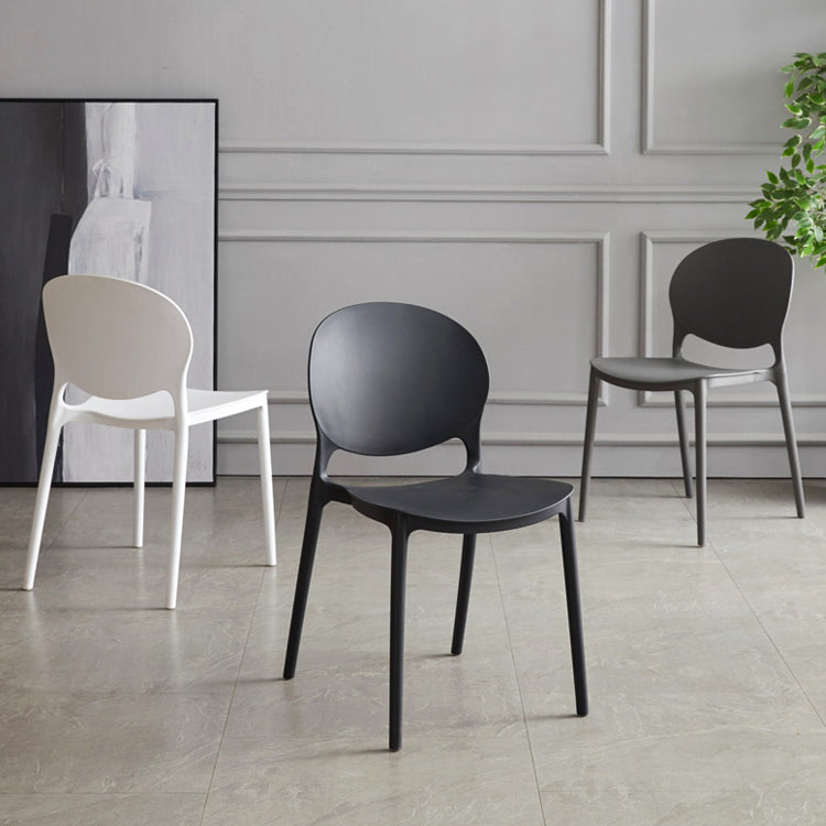 Scandinavian Armless Dining Chairs Plastic Indoor Stackable Open Back Side Chair