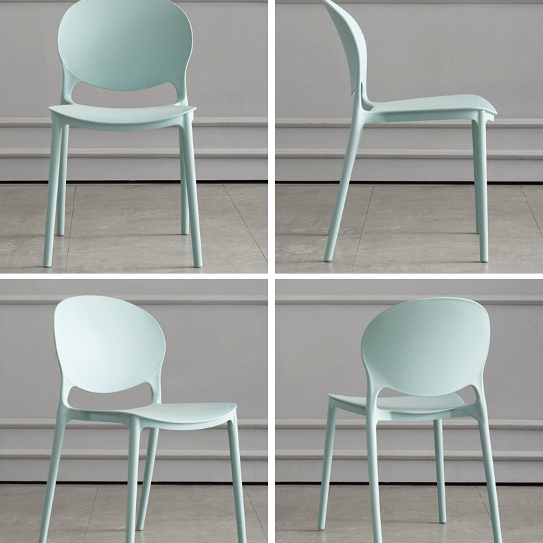 Scandinavian Armless Dining Chairs Plastic Indoor Stackable Open Back Side Chair