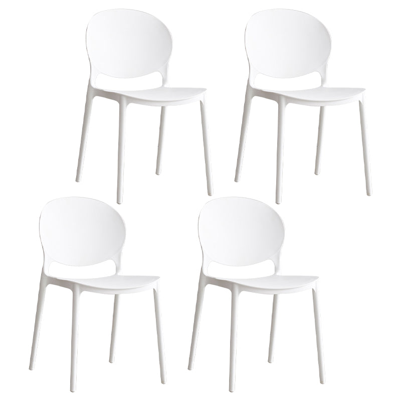 Scandinavian Armless Dining Chairs Plastic Indoor Stackable Open Back Side Chair