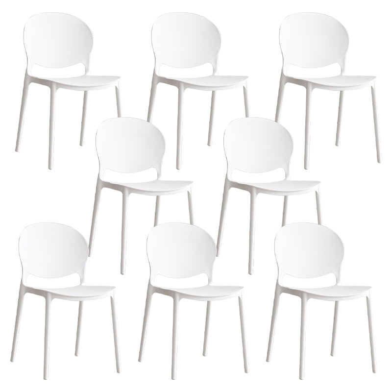 Scandinavian Armless Dining Chairs Plastic Indoor Stackable Open Back Side Chair