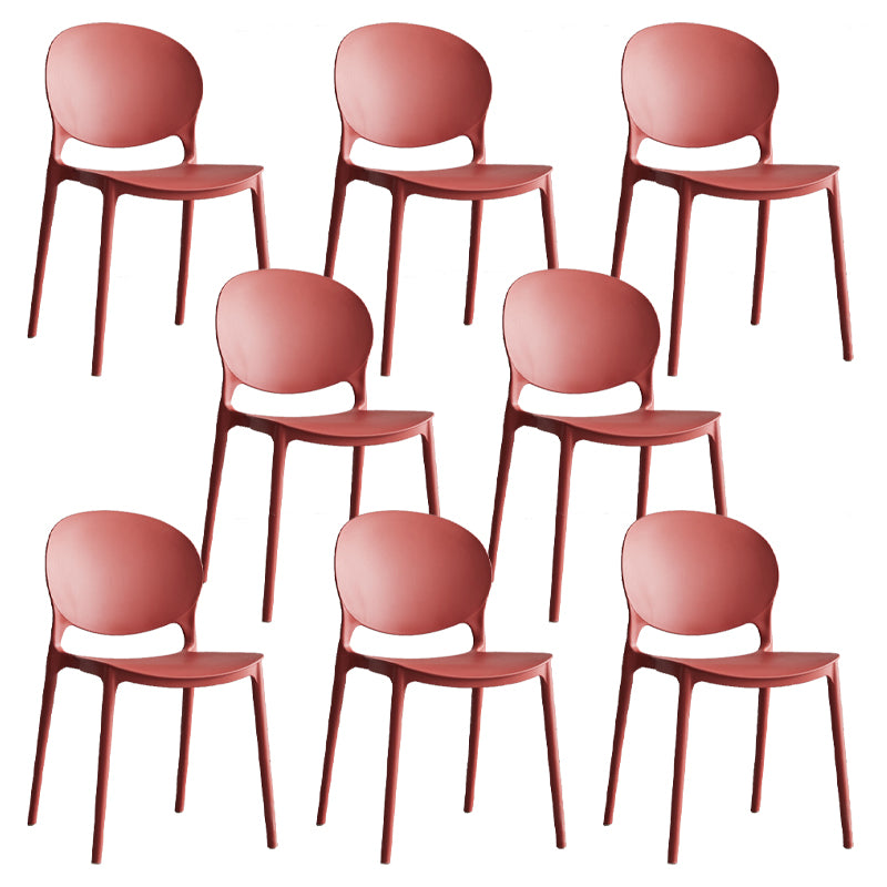 Scandinavian Armless Dining Chairs Plastic Indoor Stackable Open Back Side Chair