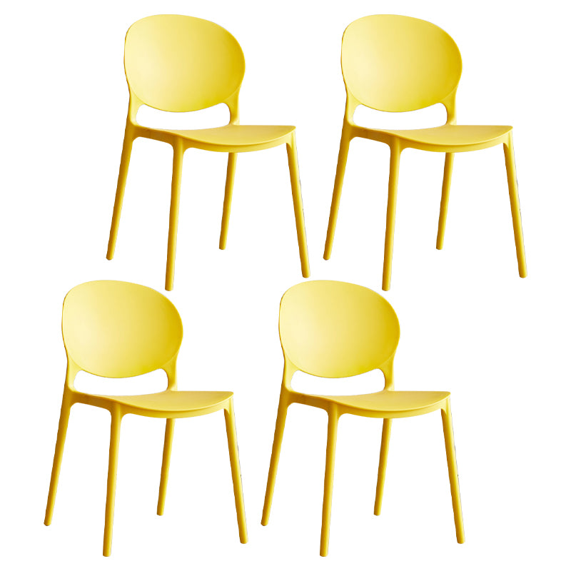 Scandinavian Armless Dining Chairs Plastic Indoor Stackable Open Back Side Chair