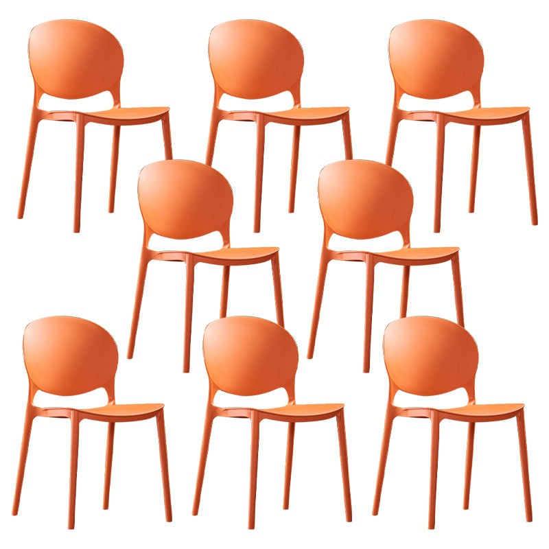 Scandinavian Armless Dining Chairs Plastic Indoor Stackable Open Back Side Chair