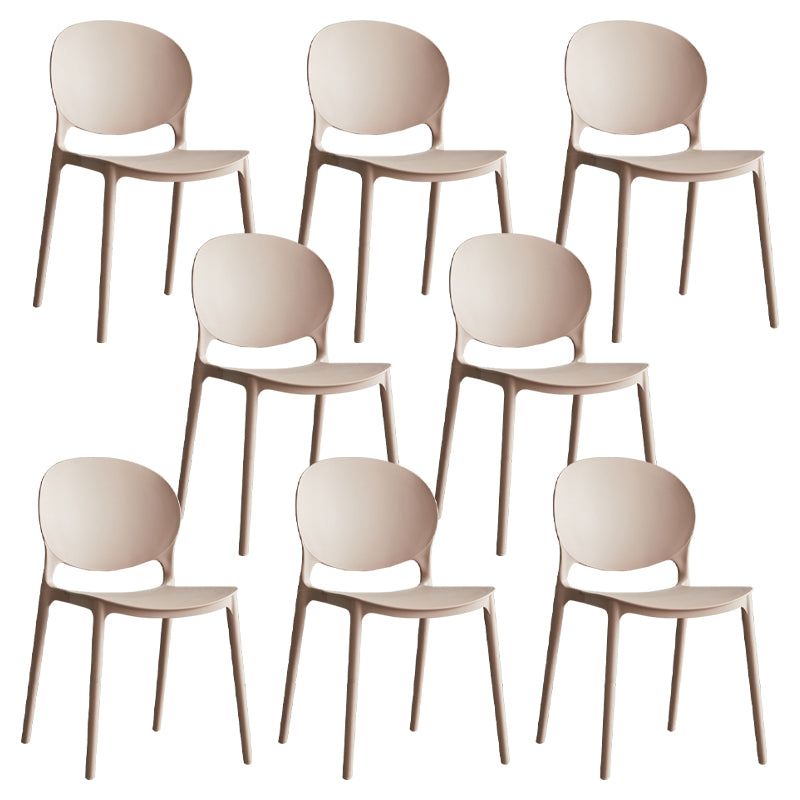 Scandinavian Armless Dining Chairs Plastic Indoor Stackable Open Back Side Chair