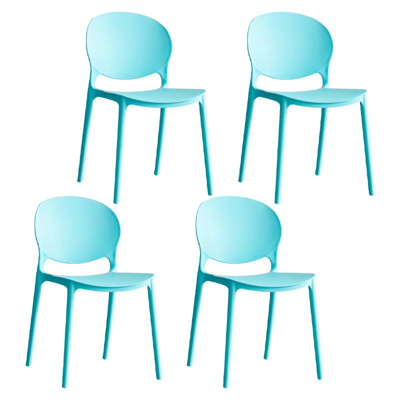 Scandinavian Armless Dining Chairs Plastic Indoor Stackable Open Back Side Chair