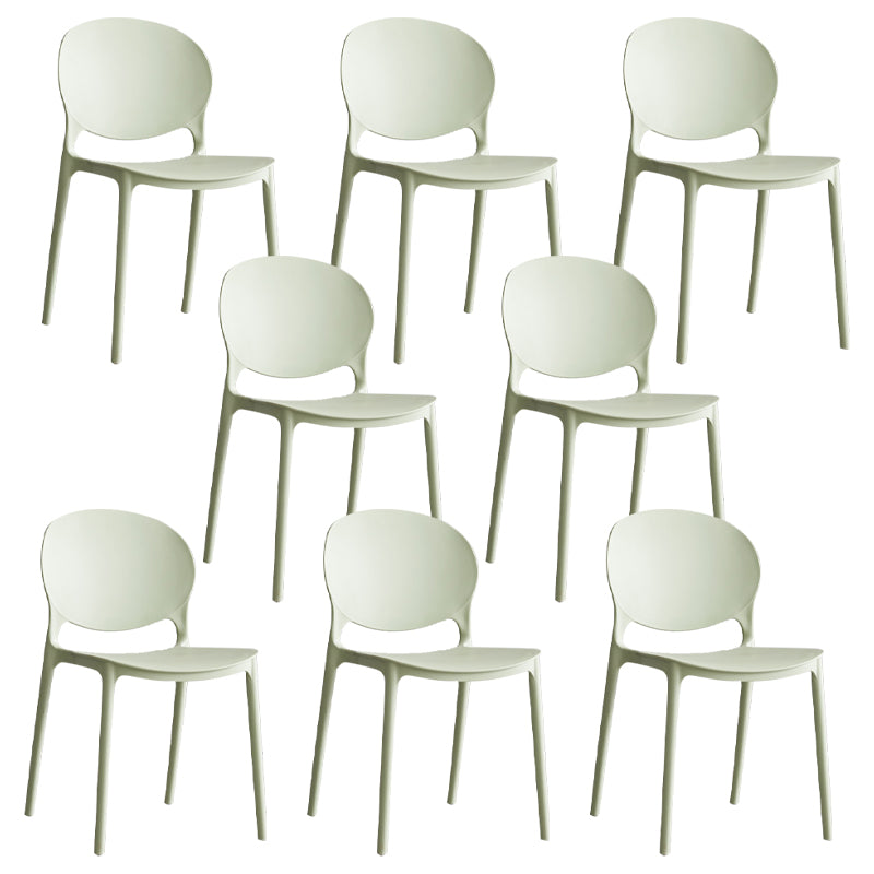 Scandinavian Armless Dining Chairs Plastic Indoor Stackable Open Back Side Chair