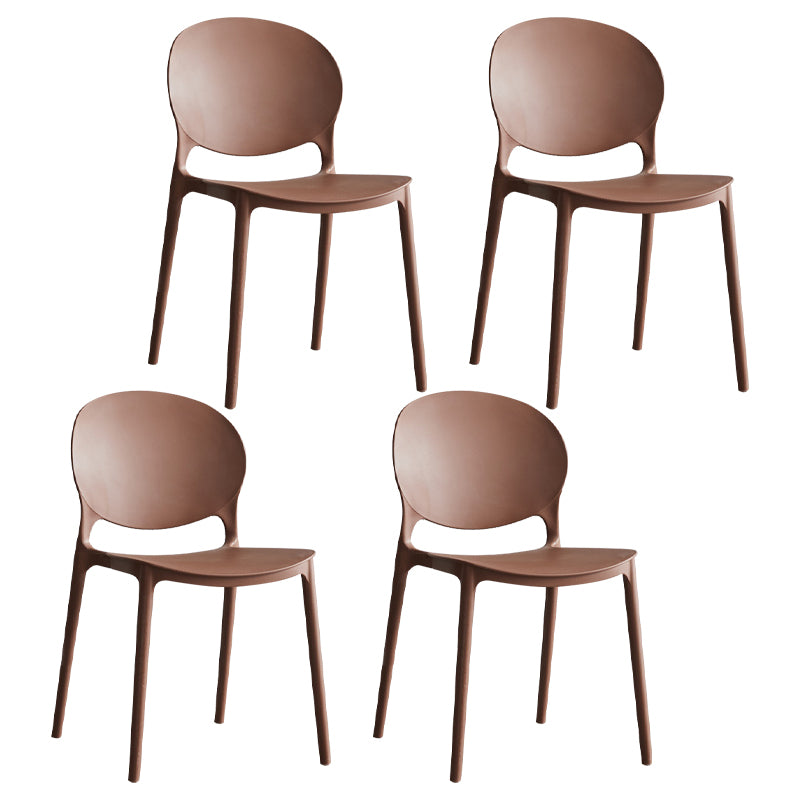 Scandinavian Armless Dining Chairs Plastic Indoor Stackable Open Back Side Chair