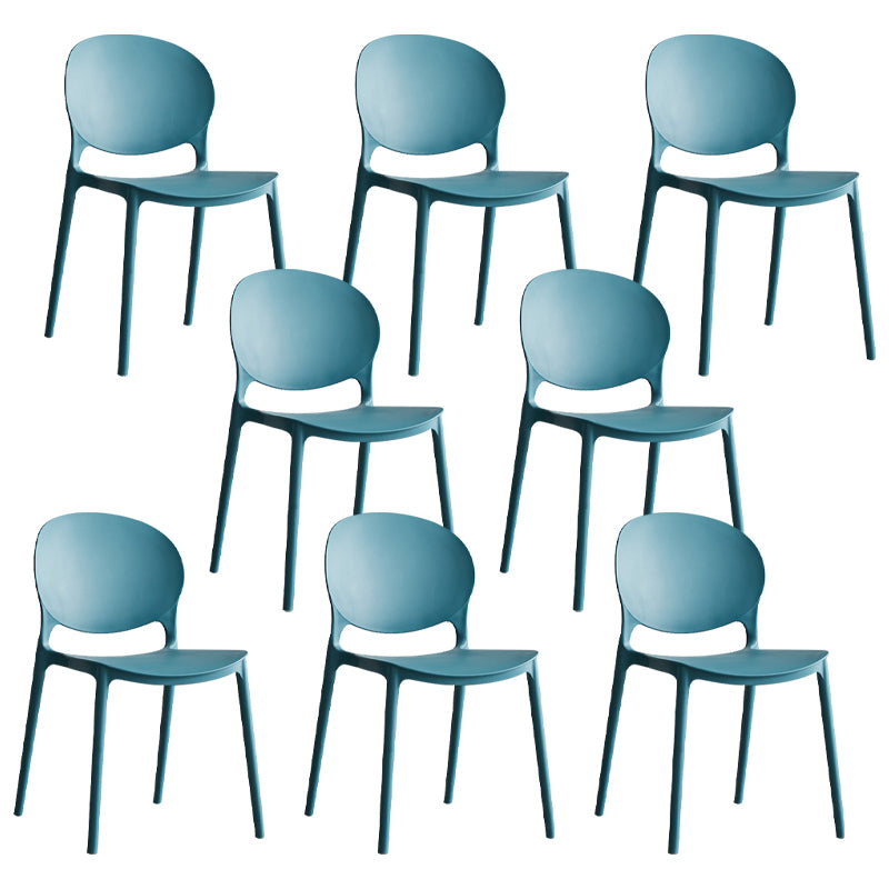 Scandinavian Armless Dining Chairs Plastic Indoor Stackable Open Back Side Chair