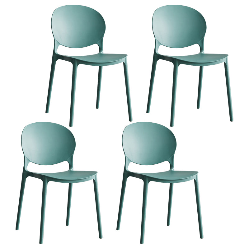 Scandinavian Armless Dining Chairs Plastic Indoor Stackable Open Back Side Chair