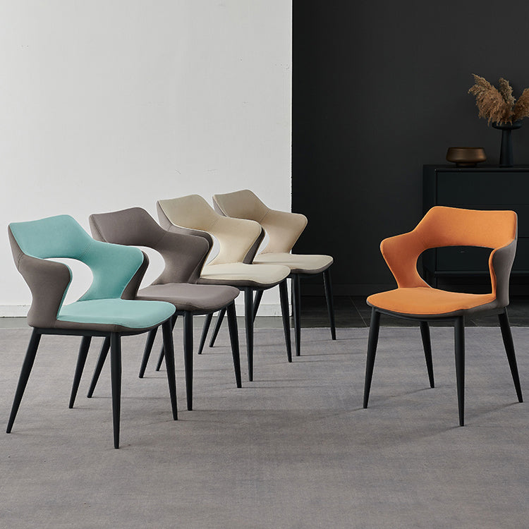 Contemporary Metal Dining Room Chairs Linen Fabric Dining Chair for Home Use