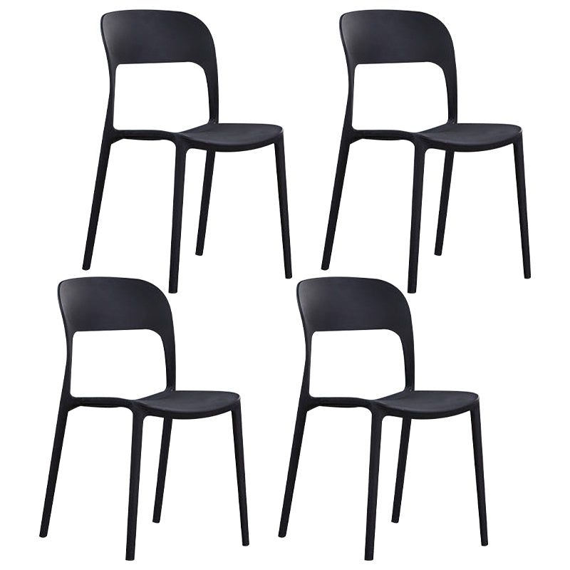 Scandinavian Armless Dining Chairs Plastic Indoor Open Back Side Chair