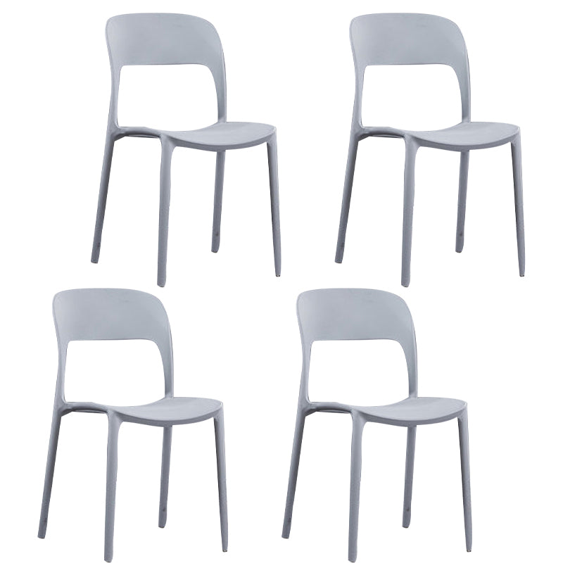 Scandinavian Armless Dining Chairs Plastic Indoor Open Back Side Chair