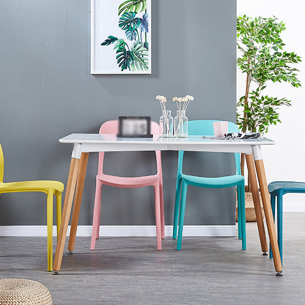 Scandinavian Armless Dining Chairs Plastic Indoor Open Back Side Chair
