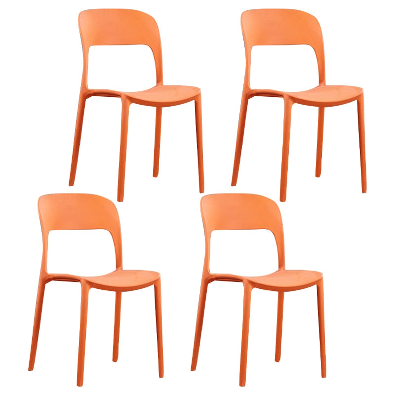 Scandinavian Armless Dining Chairs Plastic Indoor Open Back Side Chair