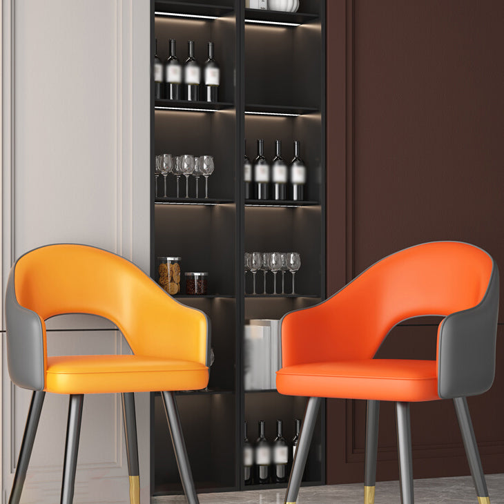 Scandinavian Style Metal Dining Chair Dining Room Open Back Dining Side Chair with Arm