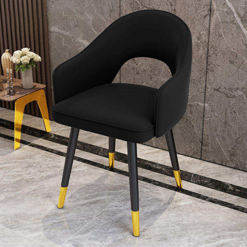 Scandinavian Style Metal Dining Chair Dining Room Open Back Dining Side Chair with Arm