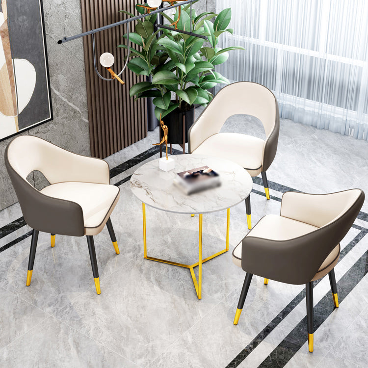 Scandinavian Style Metal Dining Chair Dining Room Open Back Dining Side Chair with Arm