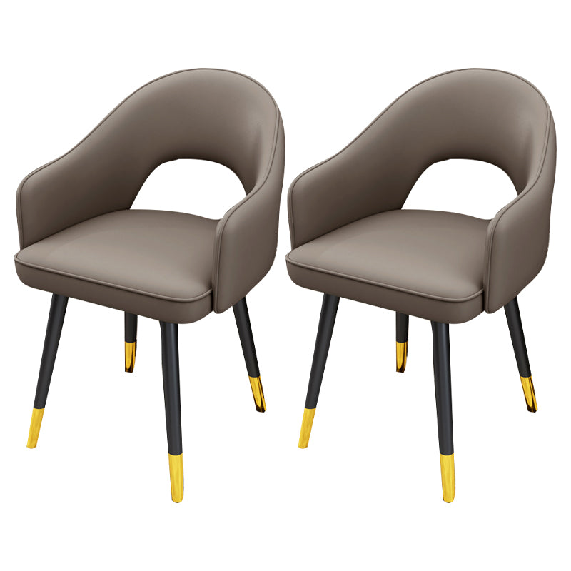 Scandinavian Style Metal Dining Chair Dining Room Open Back Dining Side Chair with Arm