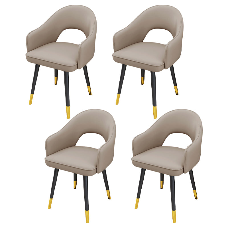 Scandinavian Style Metal Dining Chair Dining Room Open Back Dining Side Chair with Arm