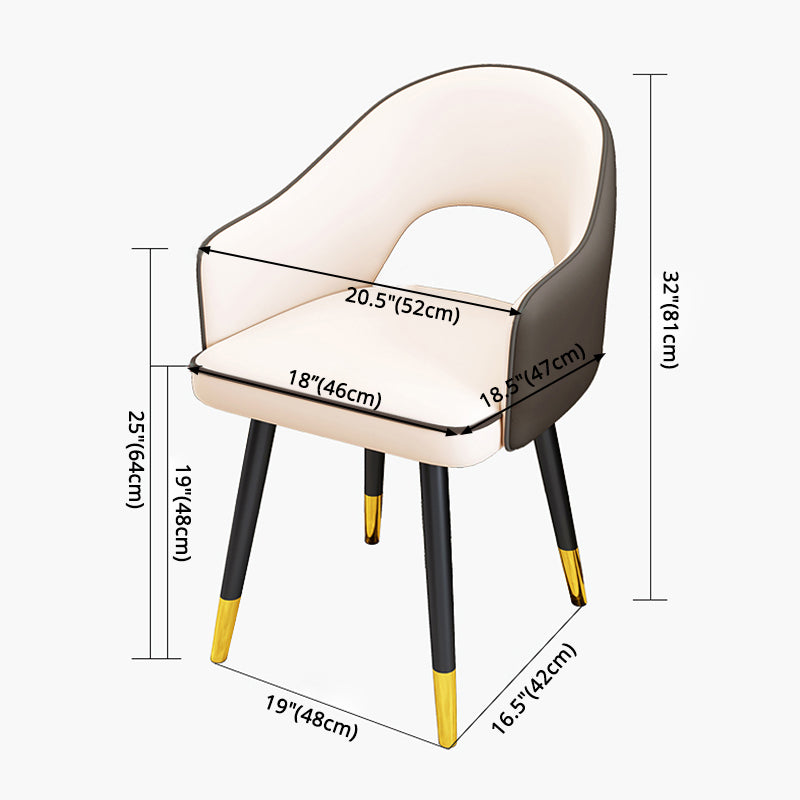 Scandinavian Style Metal Dining Chair Dining Room Open Back Dining Side Chair with Arm