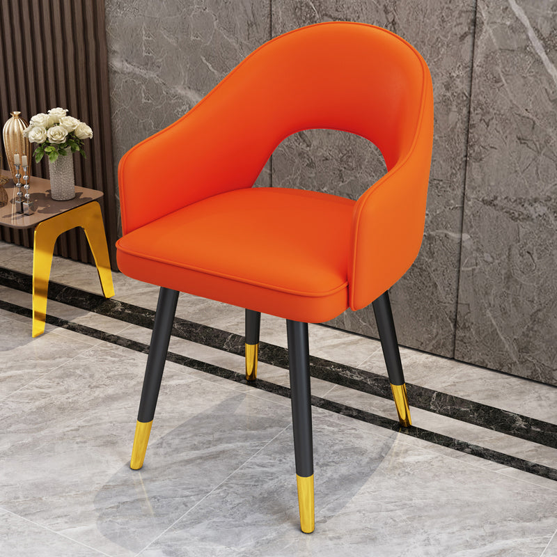 Scandinavian Style Metal Dining Chair Dining Room Open Back Dining Side Chair with Arm