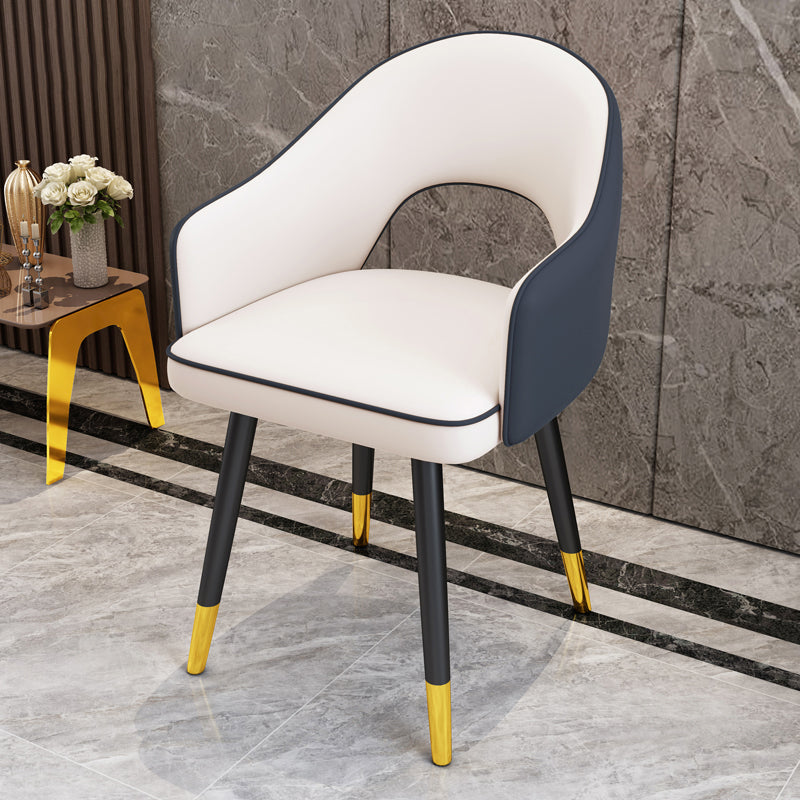 Scandinavian Style Metal Dining Chair Dining Room Open Back Dining Side Chair with Arm