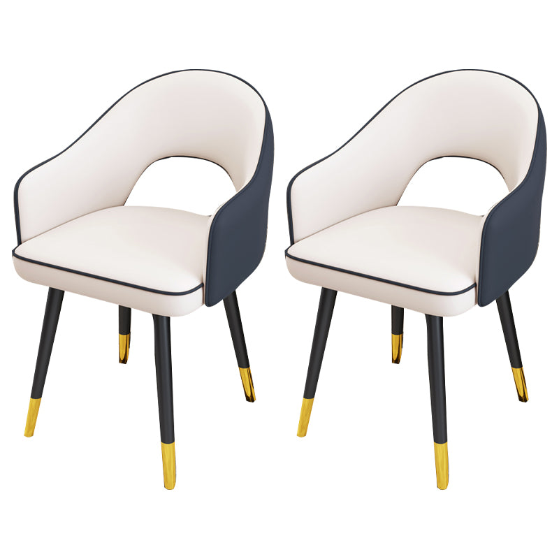 Scandinavian Style Metal Dining Chair Dining Room Open Back Dining Side Chair with Arm