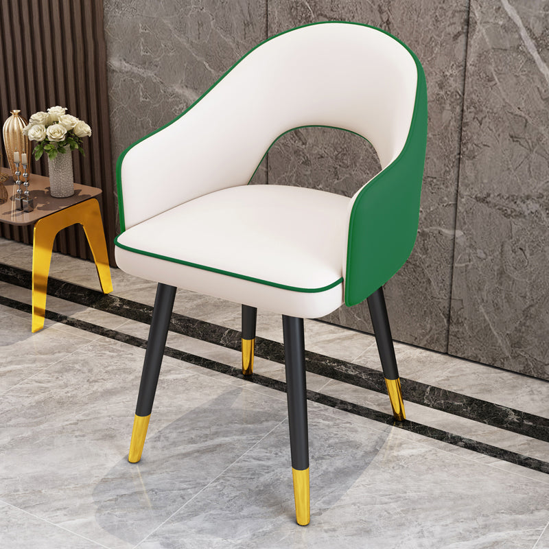 Scandinavian Style Metal Dining Chair Dining Room Open Back Dining Side Chair with Arm