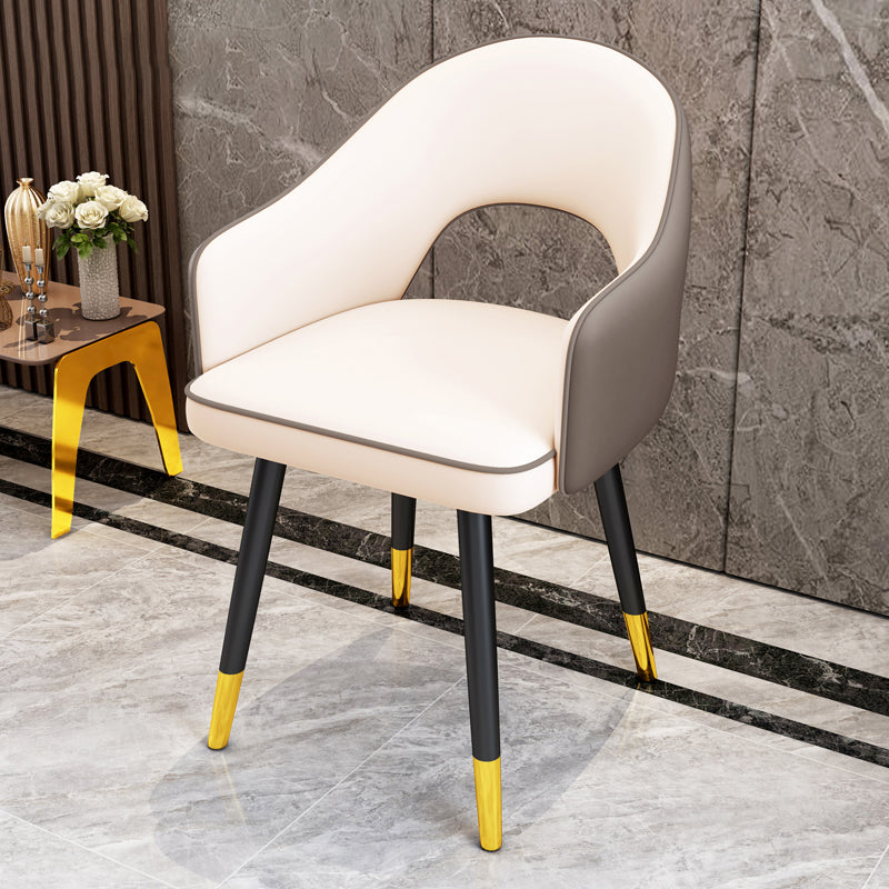 Scandinavian Style Metal Dining Chair Dining Room Open Back Dining Side Chair with Arm
