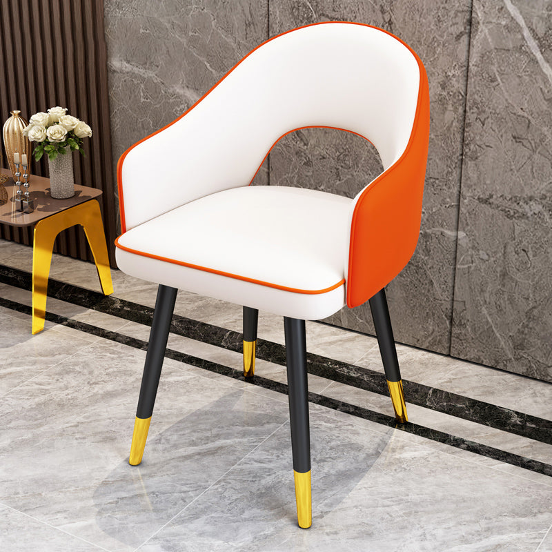 Scandinavian Style Metal Dining Chair Dining Room Open Back Dining Side Chair with Arm