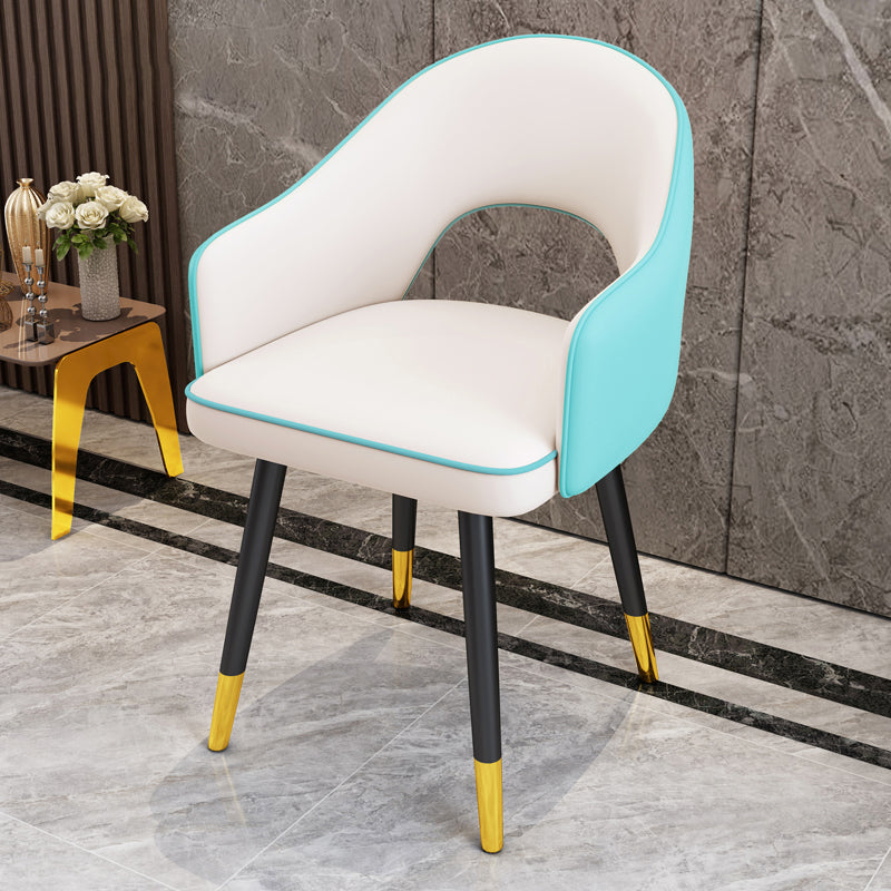 Scandinavian Style Metal Dining Chair Dining Room Open Back Dining Side Chair with Arm