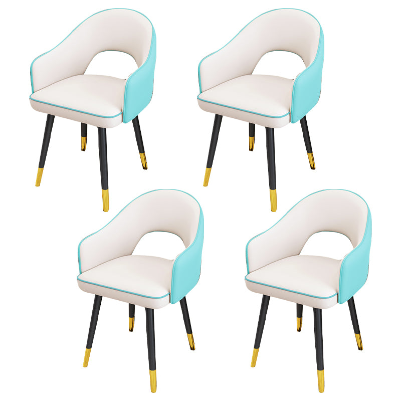 Scandinavian Style Metal Dining Chair Dining Room Open Back Dining Side Chair with Arm