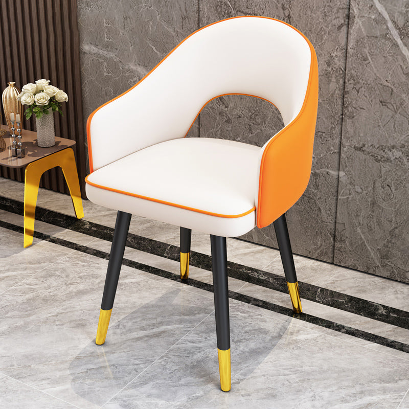 Scandinavian Style Metal Dining Chair Dining Room Open Back Dining Side Chair with Arm