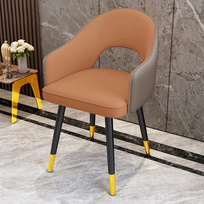 Scandinavian Style Metal Dining Chair Dining Room Open Back Dining Side Chair with Arm