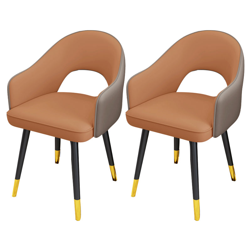 Scandinavian Style Metal Dining Chair Dining Room Open Back Dining Side Chair with Arm
