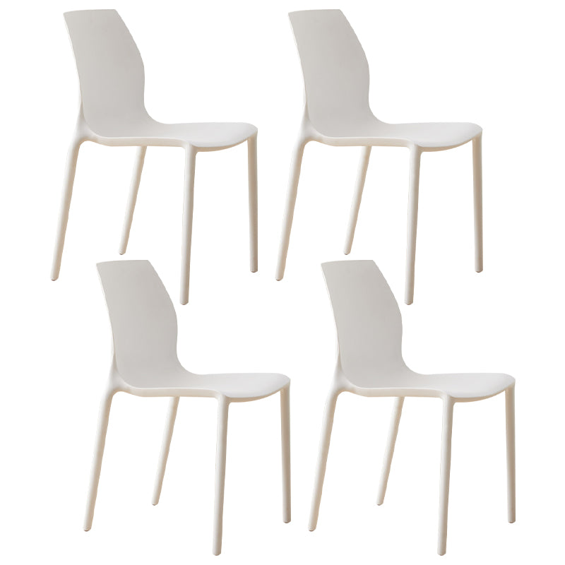 Scandinavian Armless Dining Chairs Plastic Indoor Stackable Solid Back Side Chair