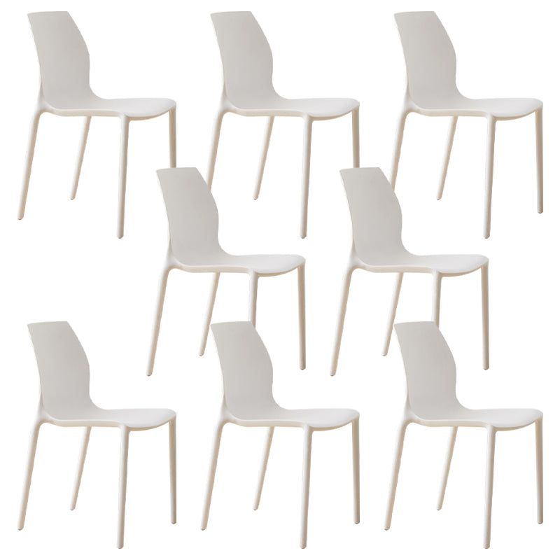 Scandinavian Armless Dining Chairs Plastic Indoor Stackable Solid Back Side Chair