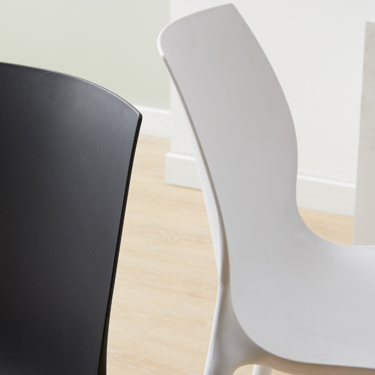 Scandinavian Armless Dining Chairs Plastic Indoor Stackable Solid Back Side Chair