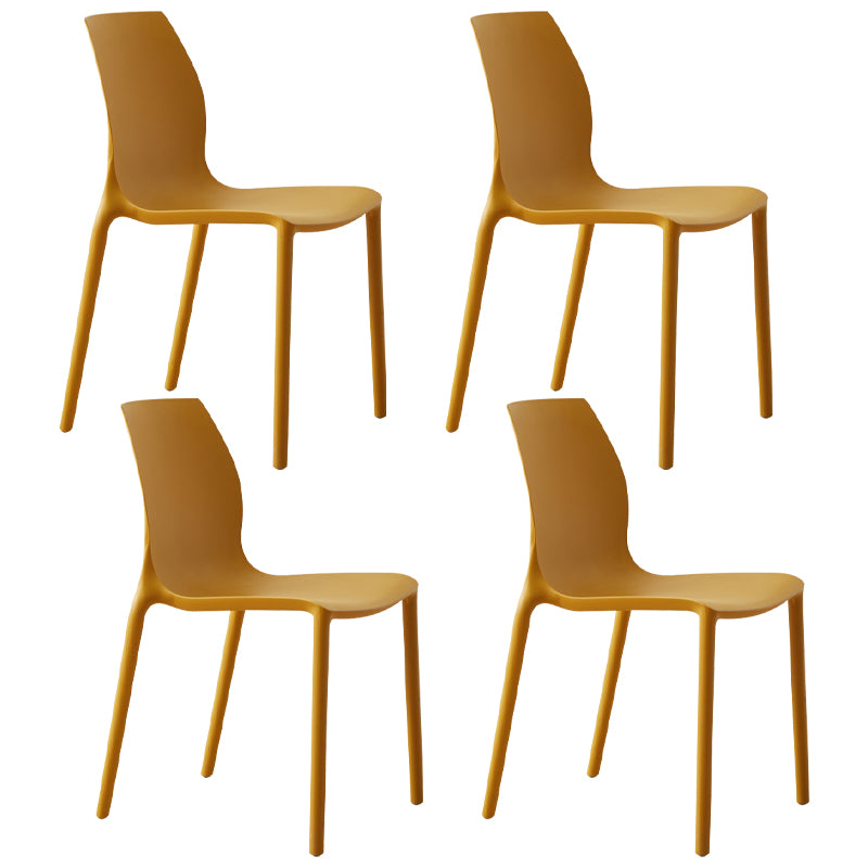Scandinavian Armless Dining Chairs Plastic Indoor Stackable Solid Back Side Chair
