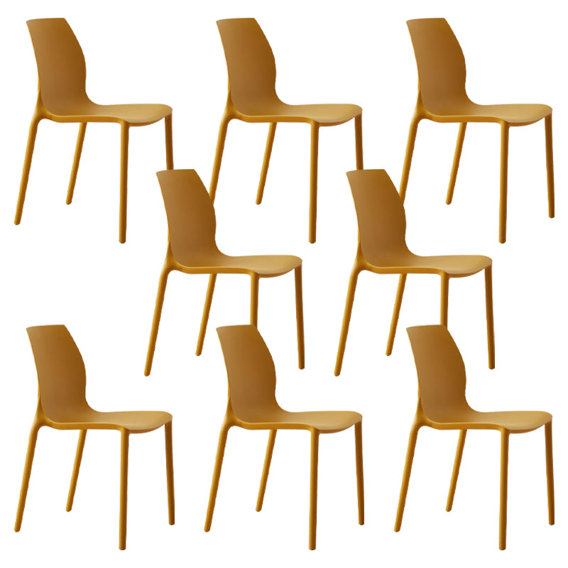 Scandinavian Armless Dining Chairs Plastic Indoor Stackable Solid Back Side Chair