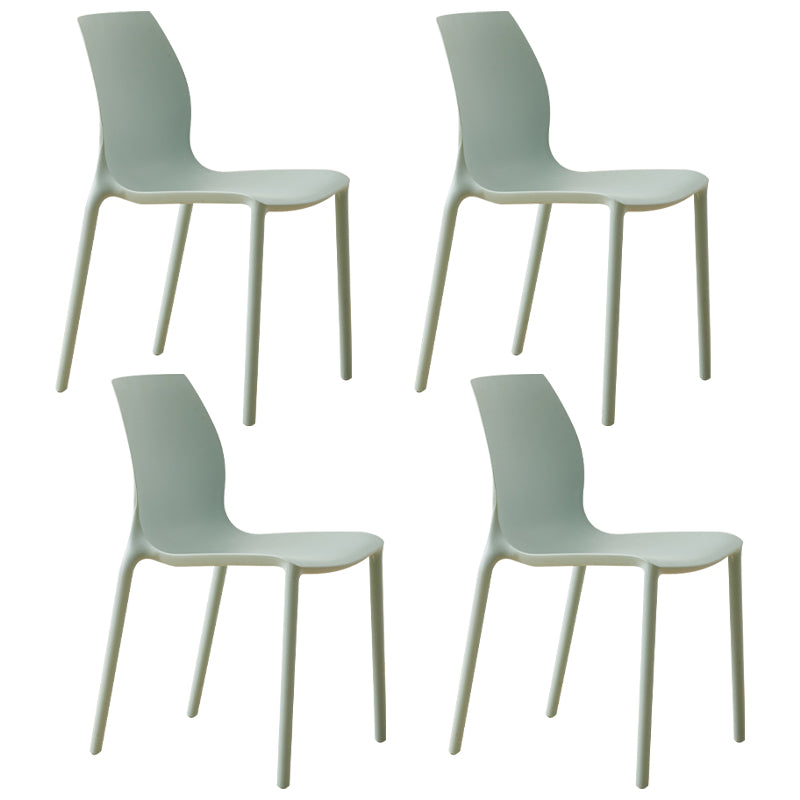 Scandinavian Armless Dining Chairs Plastic Indoor Stackable Solid Back Side Chair