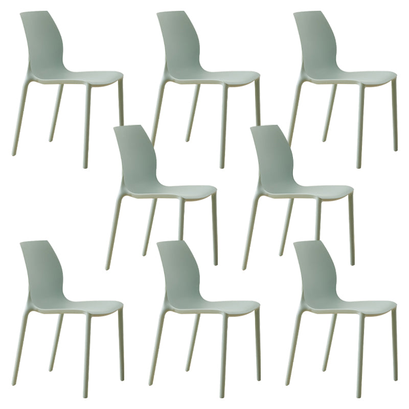 Scandinavian Armless Dining Chairs Plastic Indoor Stackable Solid Back Side Chair